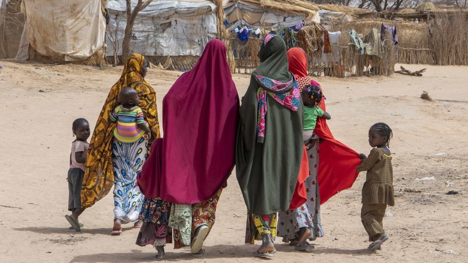 UN Photo/Eskinder Debebe A displaced family walks through Ouallam camp in Niger.