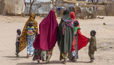 UN Photo/Eskinder Debebe A displaced family walks through Ouallam camp in Niger.